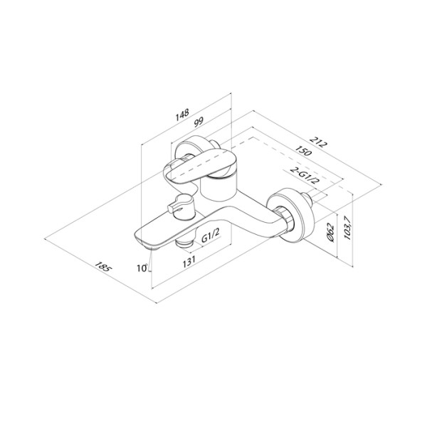 Смеситель для ванны и душа Iddis Zodiac X хром (ZDXSB02i02WA)