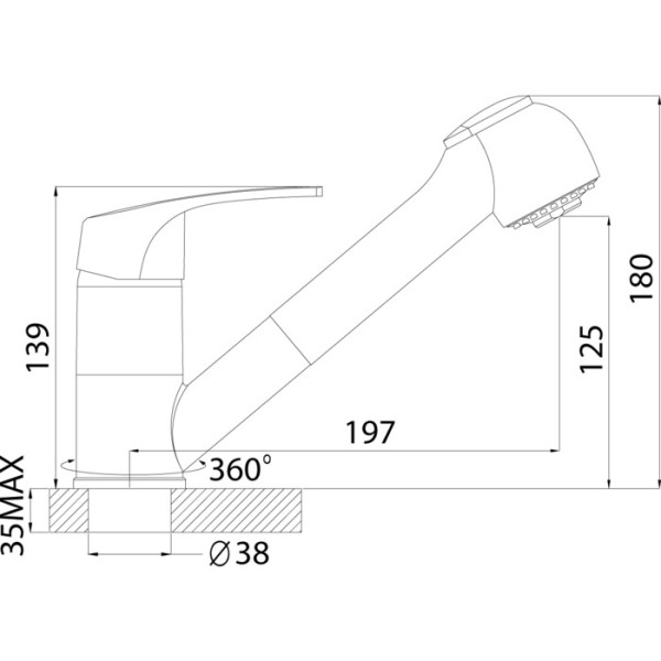 Смеситель для кухни Rossinka D40-25 с выдвижным изливом (D40-25)