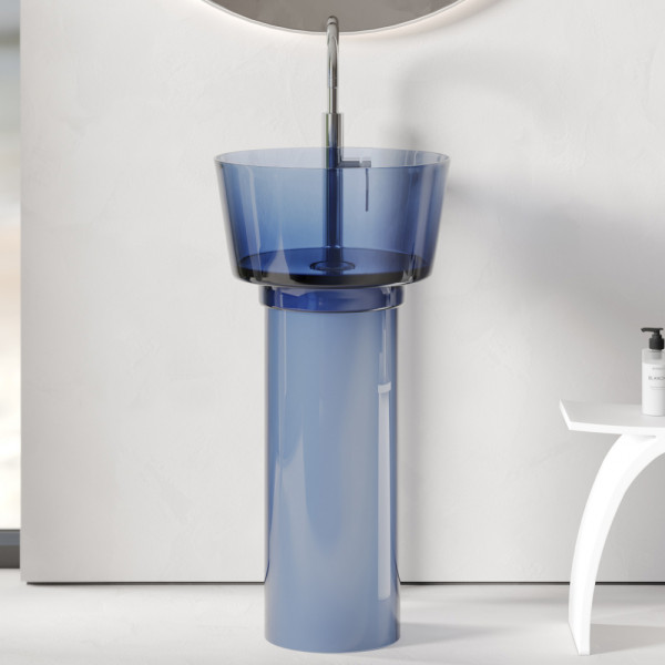 Раковина отдельностоящая Abber Kristall 45x45x90 синий (AT2702Saphir)