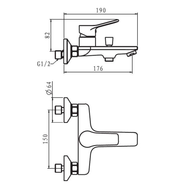 Смеситель для ванны и душа Esko Dubai Black черный (DI 54 B) Смеситель для ванны и душа Esko Dubai Black черный (DI 54 B)