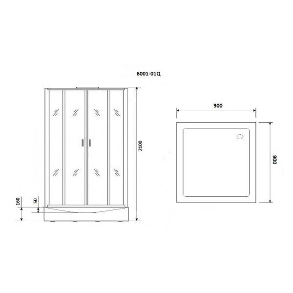 Душевая кабина Niagara Premium 900*900*2100 стекло прозрачное, профиль хром (NG-6001-01Q)