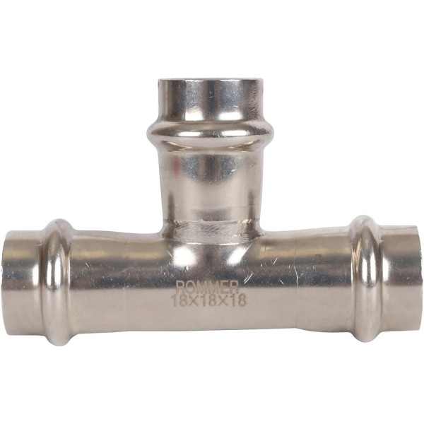 Тройник 18 Rommer из нержавеющей стали (пресс) (RSS-0013-000018) Тройник 18 Rommer из нержавеющей стали (пресс) (RSS-0013-000018)
