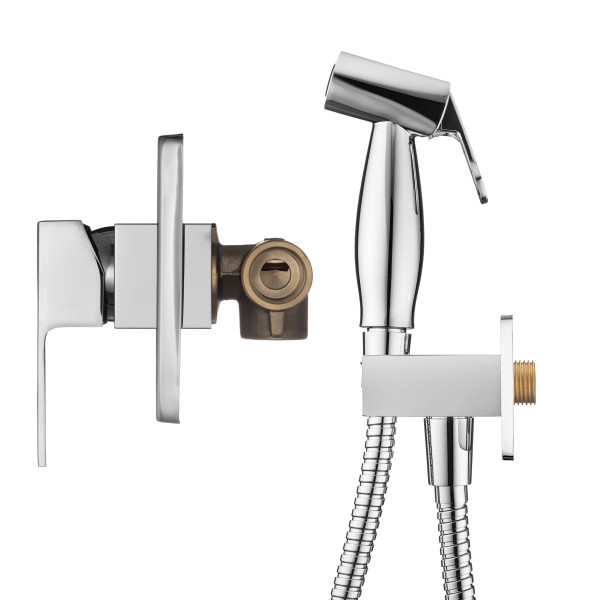 Смеситель с гигиеническим душем встраиваемый Swedbe Platta хром (5526)