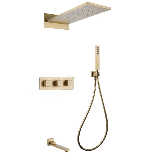 Душевая система Abber Daheim золото матовое (AF8253G)