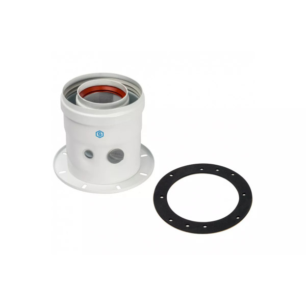 Элемент дымохода Stout DN60/100 адаптер для котла вертикальный коаксиальный (совместимый с Bosch, Buderus (SCA-6010-240100)