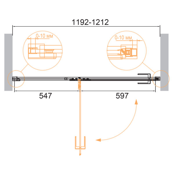Душевая перегородка Cezares Bellagio 120x196,8 стекло прозрачное, профиль черный (BELLAGIO-B-12-120-C-NERO)
