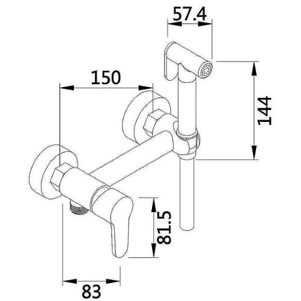 Смеситель с гигиеническим душем Dlin Черный (D180202-A)