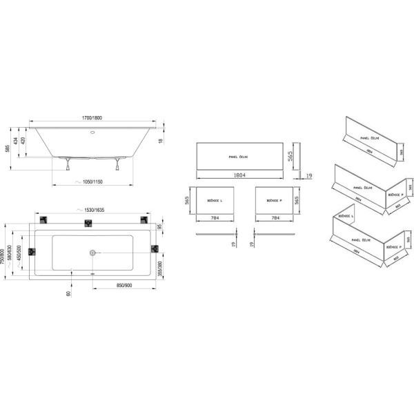 Ванна акриловая Ravak 170x75x585 белая (C691300000)