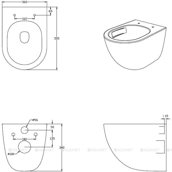 Унитаз подвесной Aquanet EcoV W с сиденьем с soft-close белый (348039)