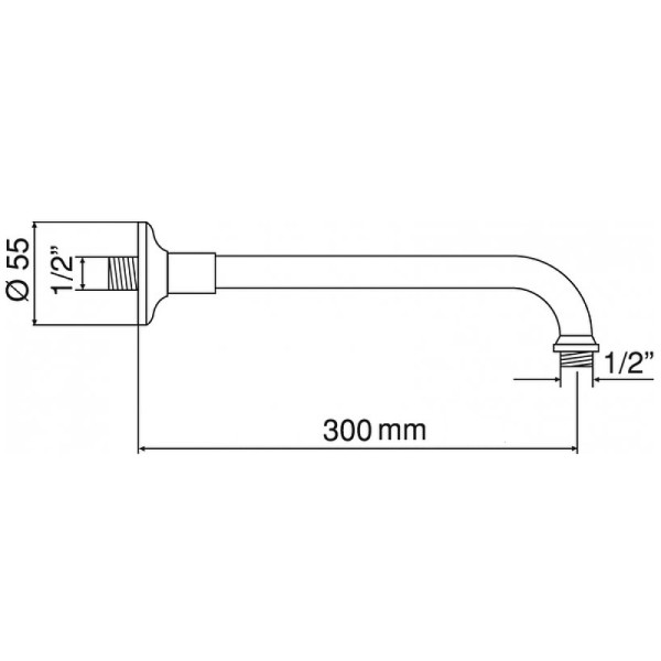 Излив для душа Ceazares 32 см, круглое сечение золото 24 карат (CZR-U-TDA-30-03/24)