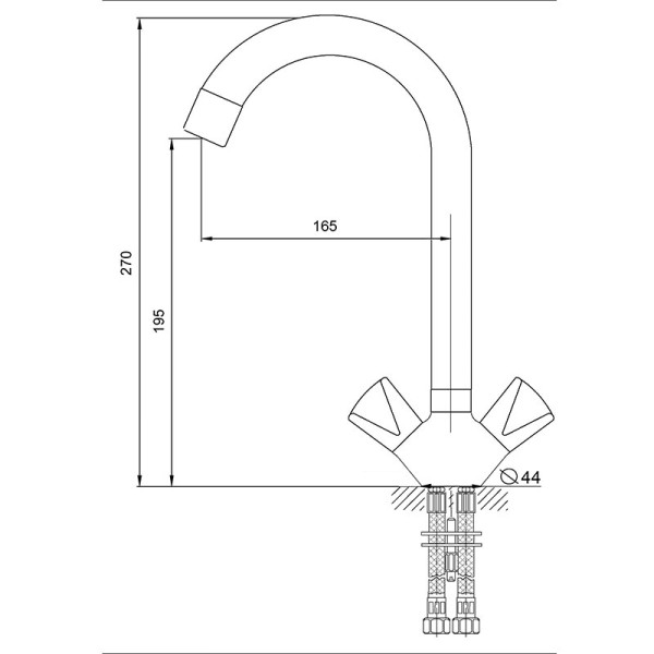 Смеситель для кухни Melodia Lucia высокий R-излив резина, без гибкой подводки, хром (MDV32215) Смеситель для кухни Melodia Lucia высокий R-излив резина, без гибкой подводки, хром (MDV32215)