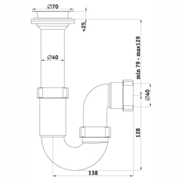 Сифон 40 мм. трубный АНИ с литым выпуском 1 1/2"*70 мм. АНИ пласт (D0500) Сифон 40 мм. трубный АНИ с литым выпуском 1 1/2"*70 мм. АНИ пласт (D0500)