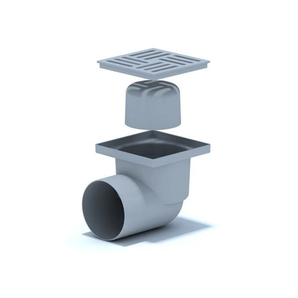 Трап горизонтальный 110 мм. (150*150) АНИ нерегулируемый, с гидрозатвором (решетка пластик) АНИ пласт (TA1110)