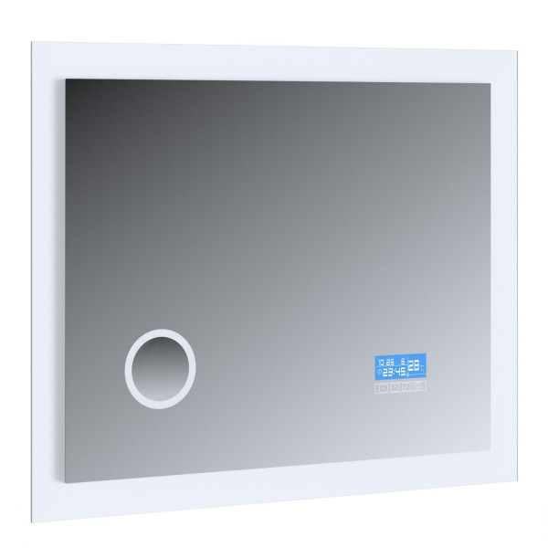 Зеркало BandHours 800х40х650 с подсветкой, подогревом, часами, косметическим зеркалом (BB800.11 03)