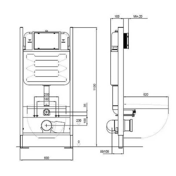 Инсталляция для подвесного унитаза Aquatek ECO Standart 50 (INS-0000014)