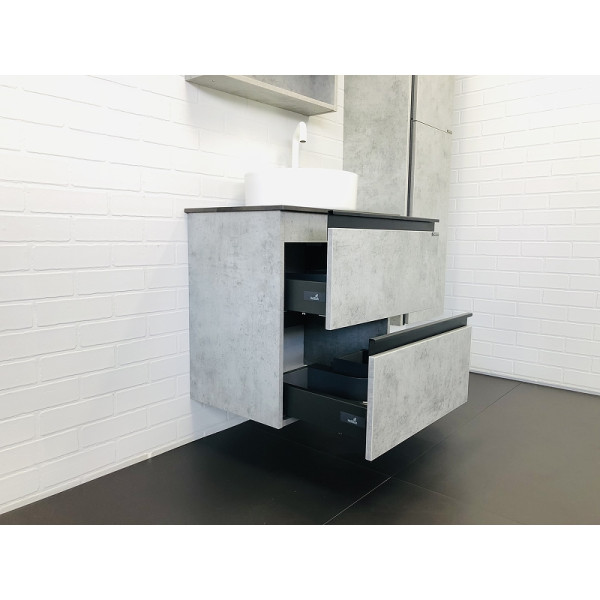 Тумба подвесная с раковиной Comforty Эдинбург 600x400x705 дуб светлый/черный (00-00005701)