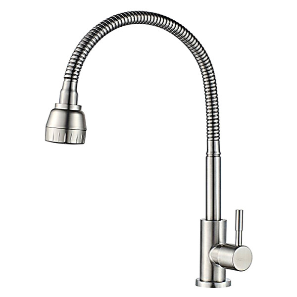 Смеситель для кухни моно Ledeme хром с гибким изливом (L74295)