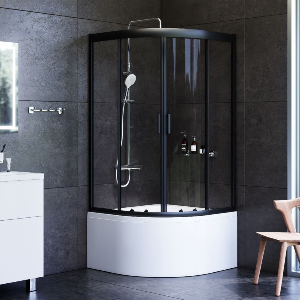 Душевой уголок AM.PM Gem 90x900 стекло прозрачное, профиль черный матовый (W90G-401A090BT)