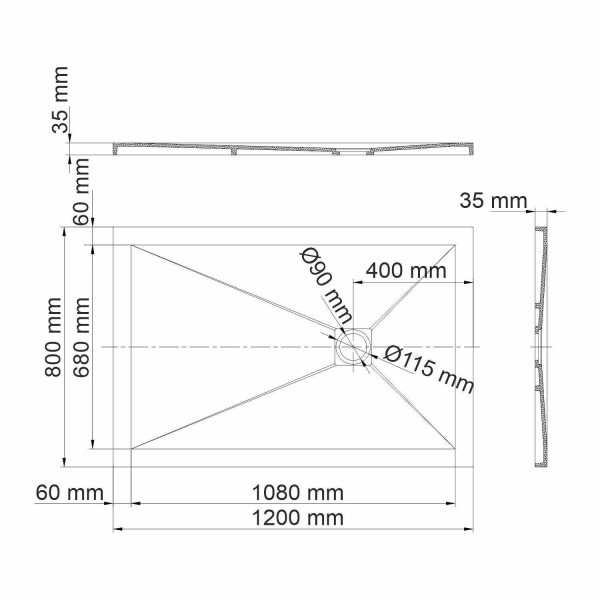 Душевой поддон Wasser Kraft Aller 120x80 (10T06)