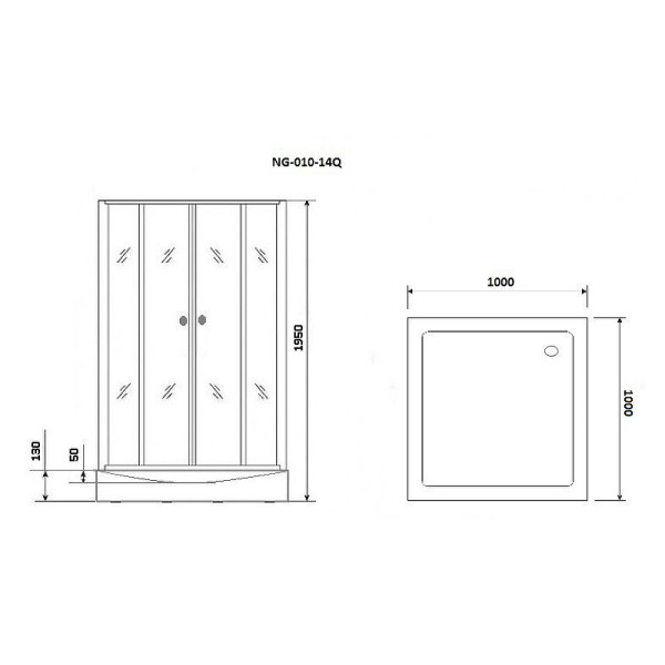 Душевой уголок Niagara 1000*1000*1950 стекло матовое, профиль хром (NG-010-14Q)