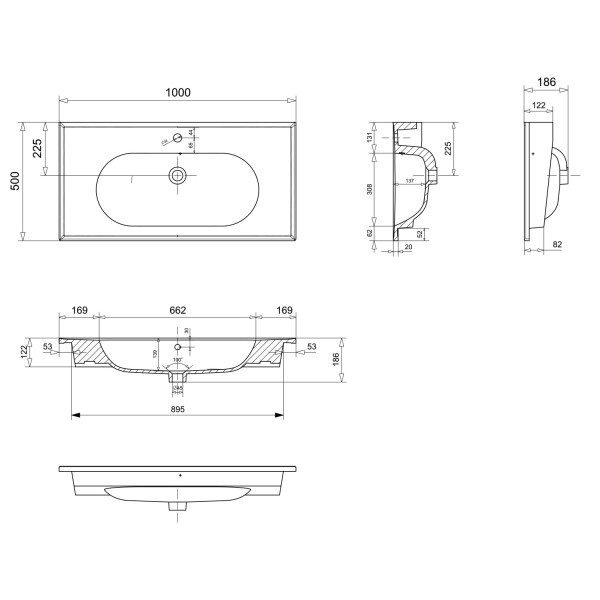 Тумба подвесная Orka Likya 1000x500x460 с раковиной антрацит матовый (5002489)