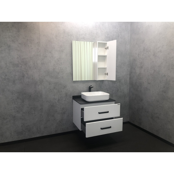 Шкаф зеркальный Comforty Амстердам 750x170x800 белый глянцевый (00004144209)