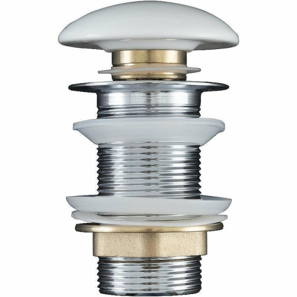 Донный клапан Aquanet латунь без перелива крышка керамика белый (330950)