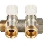 Коллектор 2 отвода регулируемый 3/4"x1/2"(16) Stout (никель) (SMB-6851-341202)