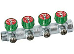Коллектор проходной регулируемый FAR Multifar (3824 3412) 3/4" НР-ВР, 4 отвода 1/2" евроконус