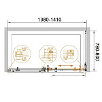 Душевой уголок Cezares Stylus-m 140x80x195 стекло прозрачное, профиль хром (STYLUS-O-M-AH-1-140/80-C-Cr)