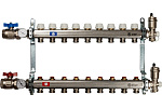 Коллекторная группа 9 отводов 1"x3/4"(18)EK в сборе без расходомеров Stout (нерж.сталь) (SMS-0912-000009)