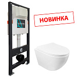 Инсталляция с унитазом Сет Azario Инсталляция для подвесного унитаза 3/6л с унитазом Grado с сиденьем микролифт без клавиши