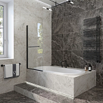 Душевая шторка на ванну Veconi PL79B 70x150 стекло прозрачное, профиль черный (PL79B-70-01-C4)
