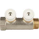 Коллектор 2 отвода регулируемый 3/4"x1/2"(16) Stout (никель) (SMB-6851-341202)