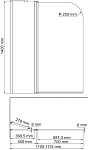 Душевая шторка для ванн WasserKraft Leine 110*140 стекло прозрачное, профиль белый (35P02-110W)