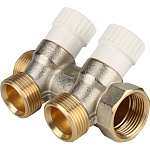 Коллектор 2 отвода регулируемый 3/4"x1/2"(16) Stout (никель) (SMB-6851-341202)