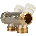 Коллектор 2 отвода регулируемый 3/4"x1/2"(16) Stout (никель) (SMB-6851-341202)