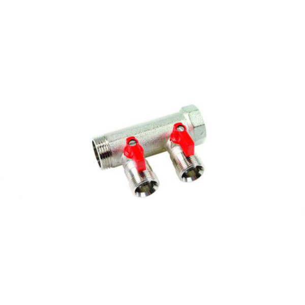 Коллектор 2 отв. с красными шаровыми кранами 1"х3/4" под евроконус, Henco красные ручки (VB060502-ROOD) Коллектор 2 отв. с красными шаровыми кранами 1"х3/4" под евроконус, Henco красные ручки (VB060502-ROOD)