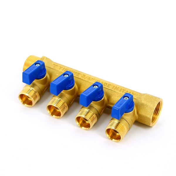 Коллектор с шаровыми кранами Tiemme NINO 4 выхода 3/4*1/2"(16) (латунь) (1820016) Коллектор с шаровыми кранами Tiemme NINO 4 выхода 3/4*1/2"(16) (латунь) (1820016)