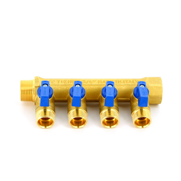 Коллектор с шаровыми кранами Tiemme NINO 4 выхода 3/4*1/2"(16) (латунь) (1820016) Коллектор с шаровыми кранами Tiemme NINO 4 выхода 3/4*1/2"(16) (латунь) (1820016)