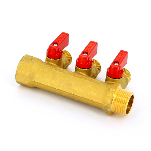 Коллектор 3 отвода с шаровыми кранами 3/4х1/2"(16) Tiemme NINO (латунь) (1820001 / 1823G160403) Коллектор 3 отвода с шаровыми кранами 3/4х1/2"(16) Tiemme NINO (латунь) (1820001 / 1823G160403)