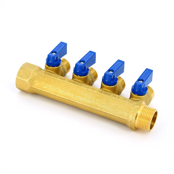 Коллектор с шаровыми кранами Tiemme NINO 4 выхода 3/4*1/2"(16) (латунь) (1820016) Коллектор с шаровыми кранами Tiemme NINO 4 выхода 3/4*1/2"(16) (латунь) (1820016)