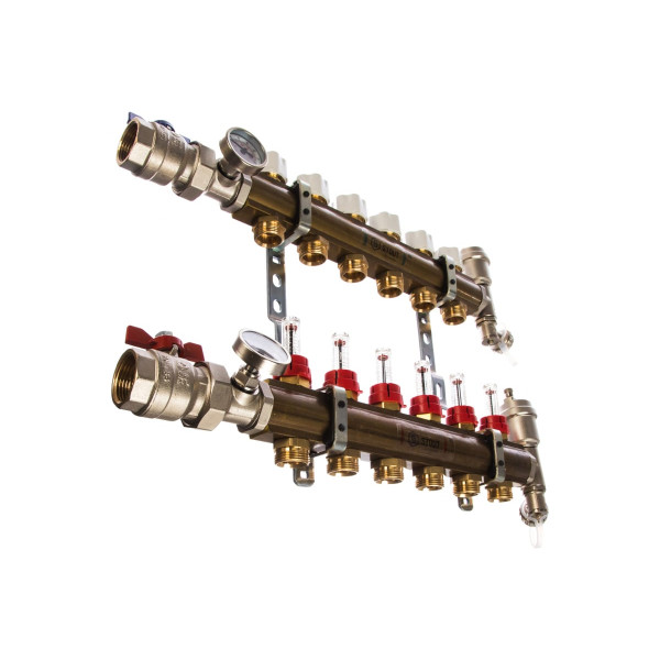 Коллекторная группа 6 отводов 1"x3/4"(18)EK в сборе с расходомерами Stout (латунь) (SMB-0473-000006) Коллекторная группа 6 отводов 1"x3/4"(18)EK в сборе с расходомерами Stout (латунь) (SMB-0473-000006)